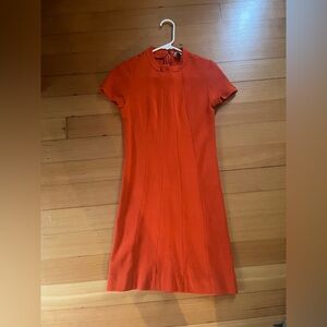 1960s Orange Wool Short Sleeve Dress